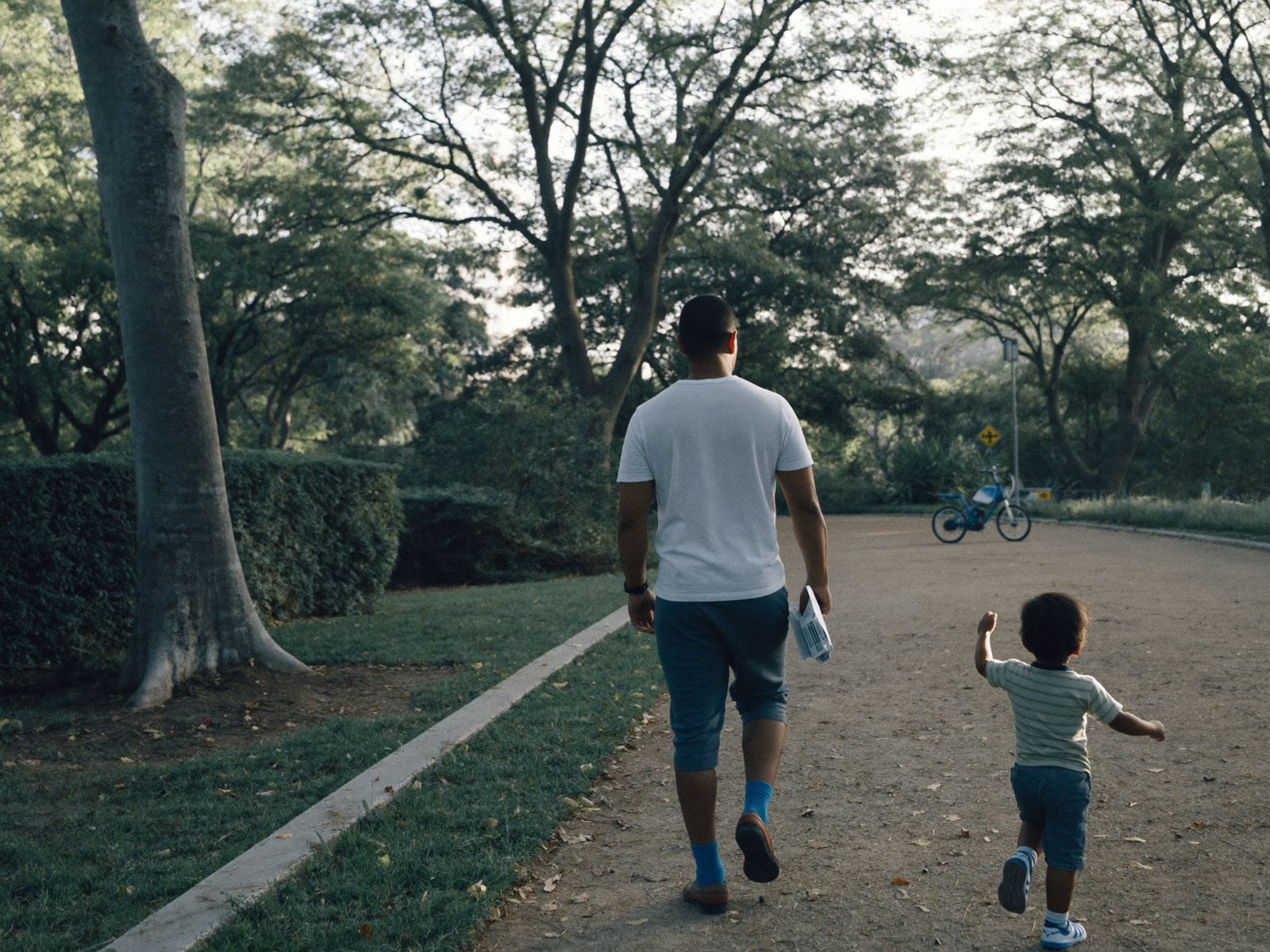 pai caminhando com o filho